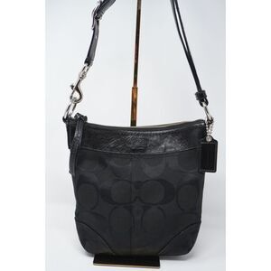 Coach Vintage Black Signature Jacquard and Leather Shoulder to Crossbody Bag